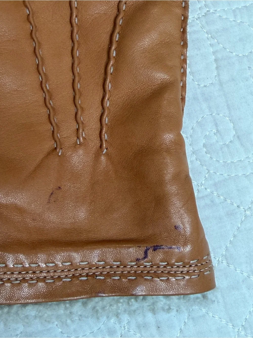 Hestra Hairsheep Lambskin Cognac Brown Leather Gloves Sz 7